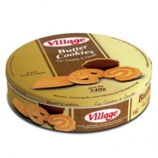 Biscoito Amanteigado Village Cobertura Chocolate Lata Com 340g Biscoito Amanteigado Village Cobertura Chocolate Lata Com 340g