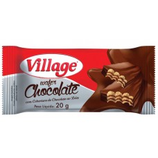 Biscoito Village Wafer Chocolate Com Cobertura De Chocolate 20g