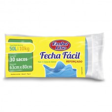 Saco Para Lixo Embalixo Fecha Facil 50l - C/ 30 Sacos