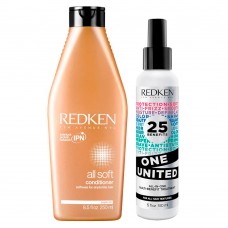 Redken One United + All Soft Conditioner- Leave-in + Condicionador Kit Redken One United + All Soft Conditioner- Leave-in + Condicionador Kit
