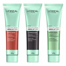 L'oréal Paris Argila Pura Máscara Detox Kit - Esfoliante + Matificante + Iluminadora Kit L'oréal Paris Argila Pura Máscara Detox Kit - Esfoliante + Matificante + Iluminadora Kit