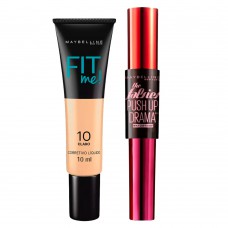 Maybelline Falsies Push Up + Fit Me Kit - Máscara + Corretivo Kit