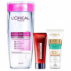 Kit L'oréal Paris - Água Micelar + Antirrugas + Protetor Solar Kit Kit L'oréal Paris - Água Micelar + Antirrugas + Protetor Solar Kit