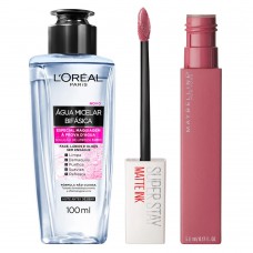 Kit Água Micelar Bifásica L'oréal Paris + Superstay Matte Ink Lover Maybelline Kit