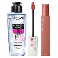 Kit Água Micelar Bifásica L'oréal Paris + Superstay Matte Ink Seductress Maybelline Kit