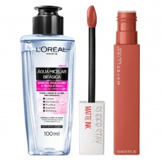 Kit Água Micelar Bifásica L'oréal Paris + Superstay Matte Ink Amazonia Maybelline Kit