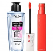 Kit Água Micelar Bifásica L'oréal Paris + Superstay Matte Ink Heroine Maybelline Kit