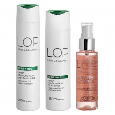 Lof Professional Purifying Vegan Kit – Shampoo 300ml + Sérum 60ml + Condicionador 250ml Kit