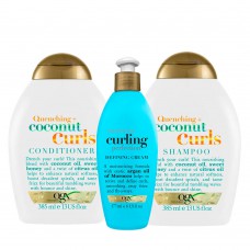 Ogx Coconut Curls E Argan Oil Curling Perfection Kit - Shampoo + Condicionador + Creme De Pentear Kit