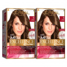 L'oréal Paris Coloração Imédia Excellence 6 Louro Escuro Kit - 2 Unidades Kit L'oréal Paris Coloração Imédia Excellence 6 Louro Escuro Kit - 2 Unidades Kit