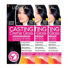 L'oréal Paris Coloração Casting Creme Gloss Kit - 210 Preto Azulado Kit L'oréal Paris Coloração Casting Creme Gloss Kit - 210 Preto Azulado Kit