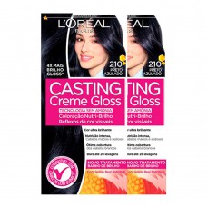 L'oréal Paris Coloração Casting Creme Gloss Kit - 210 Preto Azulado Kit L'oréal Paris Coloração Casting Creme Gloss Kit - 210 Preto Azulado Kit