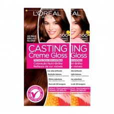 L'oréal Paris Coloração Casting Creme Gloss Kit - 500 Castanho Claro Kit L'oréal Paris Coloração Casting Creme Gloss Kit - 500 Castanho Claro Kit