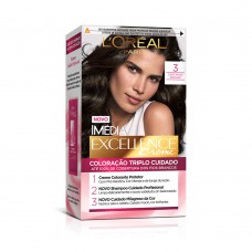 Coloração Imédia Excellence L'oréal Paris 3 Castanho Escuro Coloração Imédia Excellence L'oréal Paris 3 Castanho Escuro