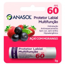 Protetor Hidratante Labial Açaí Com Morango Fps60 Anasol 5g