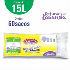 Saco Para Lixo Embalixo Neutralizador De Odores Lavanda - 15 Litros - C/ 60 Sacos