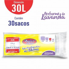 Saco Para Lixo Embalixo Neutralizador De Odores Lavanda - 30 Litros - C/ 30 Sacos