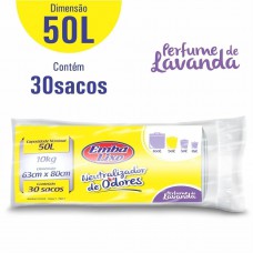 Saco Para Lixo Embalixo Neutralizador De Odores Lavanda - 50 Litros - C/ 30 Sacos
