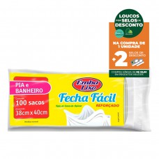 Saco Para Lixo Embalixo Fecha Facil Pia E Banh - C/ 100 Sacos