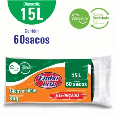 Saco Para Lixo Embalixo Wecycle ReforÇado Preto - 15 Litros - C/ 60 Sacos