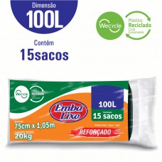 Saco Para Lixo Embalixo Wecycle ReforÇado Preto - 100 Litros - C/ 15 Sacos