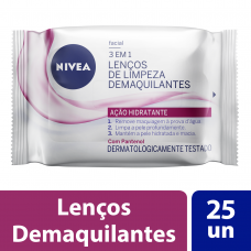 Lenços De Limpeza Demaquilantes Nivea 3 Em 1 Ação Hidratante 25 Unidades