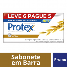 Sabonete Barra Antibacteriano Protex Aveia 85g Promo Leve 6 Pague 5
