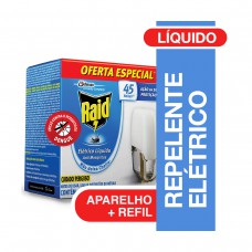 Inseticida Elétrico Raid Líquido 45 Noites Aparelho Grátis Refil 32,9ml