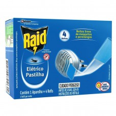 Inseticida Elétrico Raid 4 Noites Bivolt Com 1 Aparelho + 4 Pastilhas