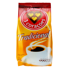 Café Torrado E Moído Tradicional 3 CoraÇÕes Pacote 500g
