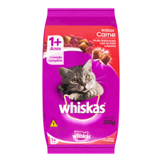 Ração Para Gatos Sabor Carne Com Delícias Crocantes Whiskas 500g Ração Para Gatos Sabor Carne Com Delícias Crocantes Whiskas 500g