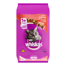 Ração Para Gatos Sabor Carne Com Delícias Crocantes Whiskas 3kg Ração Para Gatos Sabor Carne Com Delícias Crocantes Whiskas 3kg