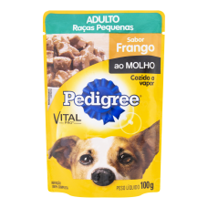 Alimento Para Cães Adultos Raças Pequenas Frango Ao Molho Vital Pro Pedigree Sachê 100g Alimento Para Cães Adultos Raças Pequenas Frango Ao Molho Vital Pro Pedigree Sachê 100g