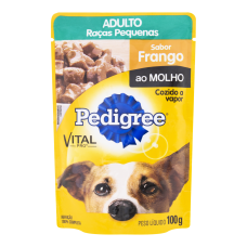 Alimento Para Cães Adultos Raças Pequenas Frango Ao Molho Vital Pro Pedigree Sachê 100g