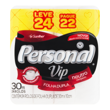 Papel Higiênico Folha Dupla Neutro Personal Vip Leve 24 E Pague 22