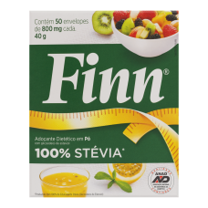 Adoçante Em Pó Finn 100% Stevia 40g Caixa Com 50 Envelopes De 800mg