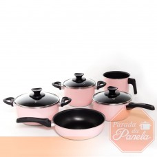 Jogo de Panela Antiaderente 5 peças Com Caneco e Frigideira parada da panela