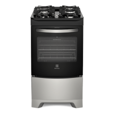 Fogão 4 Bocas Electrolux Prata Automático Com Mesa De Vidro E Porta Full Glass (52lsv)