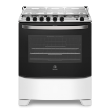 Fogão 6 Bocas Electrolux Branco Automático Com Porta Full Glass E Vidro Interno Removível (76ub6)