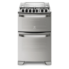 Fogão 4 Bocas Electrolux Prata Automático Com 2 Fornos E Tripla Chama (56dxq) 127v