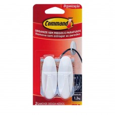 Gancho Adesivo Médio 2 Peças Plástico Branco Design Utilidade 3m Command™