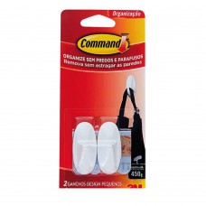 Gancho Adesivo Pequeno 2 Peças Plástico Branco Design Utilidade 3m Command™ Gancho Adesivo Pequeno 2 Peças Plástico Branco Design Utilidade 3m Command™