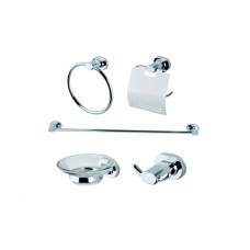 Kit De Acessórios Para Banheiro 5 Peças Flat Cromado Alterna Kit De Acessórios Para Banheiro 5 Peças Flat Cromado Alterna