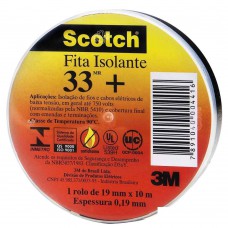 Fita Isolante  19mmx10m  Scotch™ 33   Preto  3m™