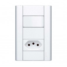 Interruptor Simples E Tomada Padrão 10a Modulare Com Placa Fame Interruptor Simples E Tomada Padrão 10a Modulare Com Placa Fame