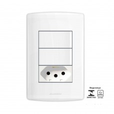 Conjunto Bianco Pró 4x2 2 Interruptores Simples E Tomada 10a 85133 Branco Alumbra