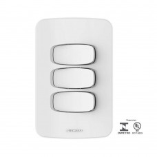 Interruptor Triplo Simples 10a 250v Com Placa 4x2 Gracia Branco Alumbra Interruptor Triplo Simples 10a 250v Com Placa 4x2 Gracia Branco Alumbra
