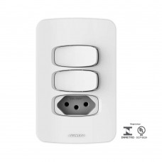 Interruptor Duplo   Tomada 10a Com Placa 4x2 Gracia Branco Alumbra