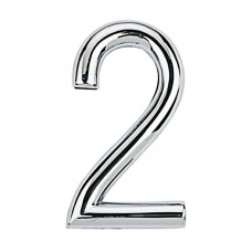 Número 2 De Aço Zamac Auto-adesivo 7,5cm Cromado Bemfixa