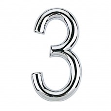 Número 3 De Aço Zamac Auto-adesivo 7,5cm Cromado Bemfixa